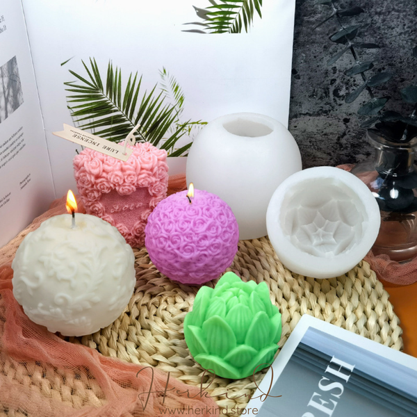 Rose Ball & Rose Love Column & Lotus Silicone Mold