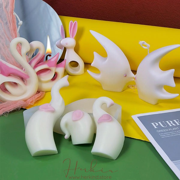 Elephant & Rabbit & Fish Pair Silicone Mold